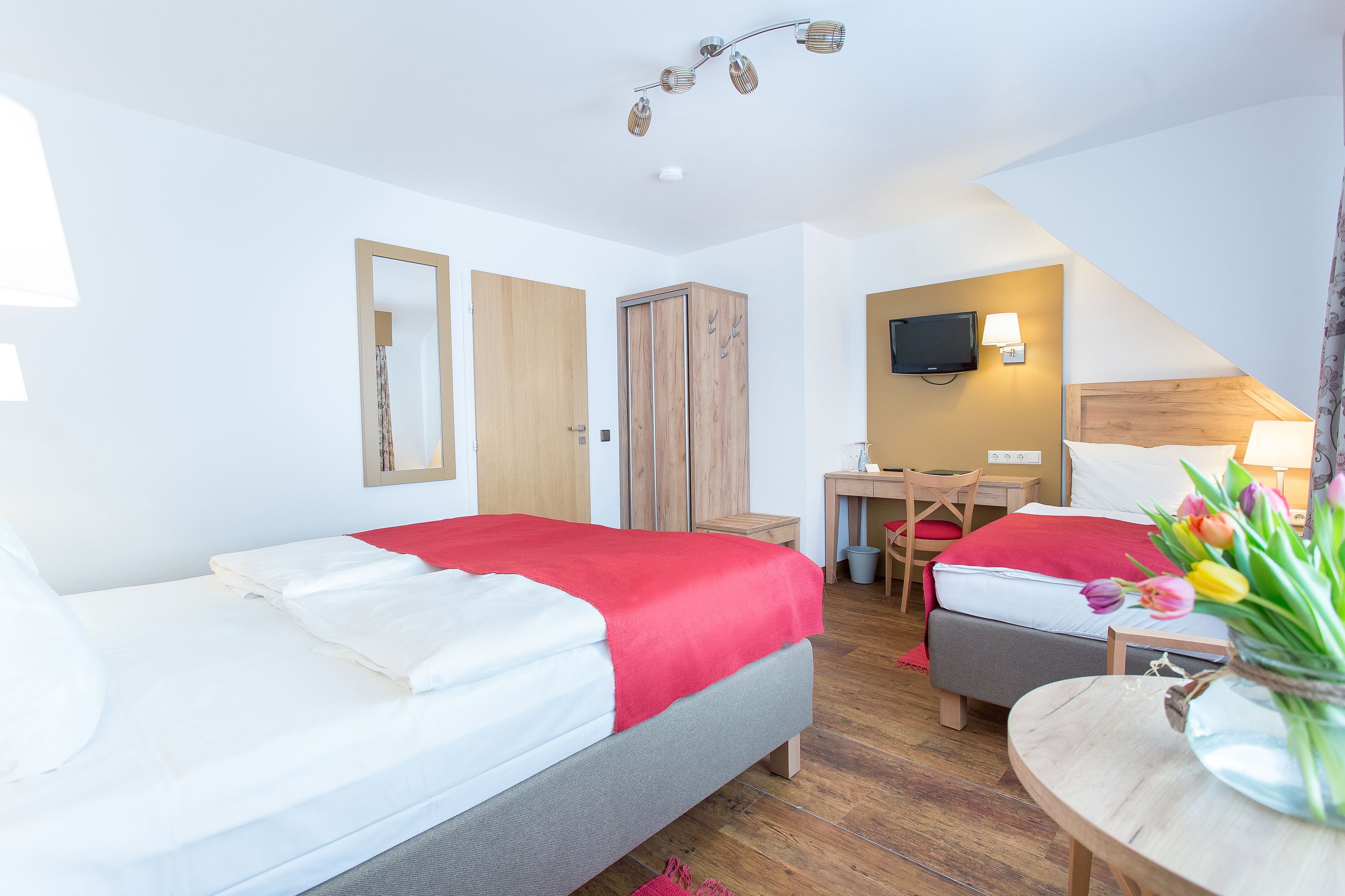 1 bedroom, desk, blackout curtains, iron/ironing board