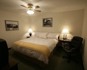 Individually decorated, individually furnished, desk, iron/ironing board