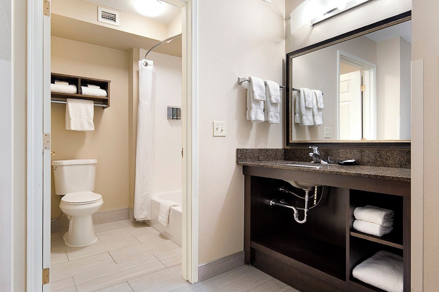 family suite | bathroom | hair dryer, towels