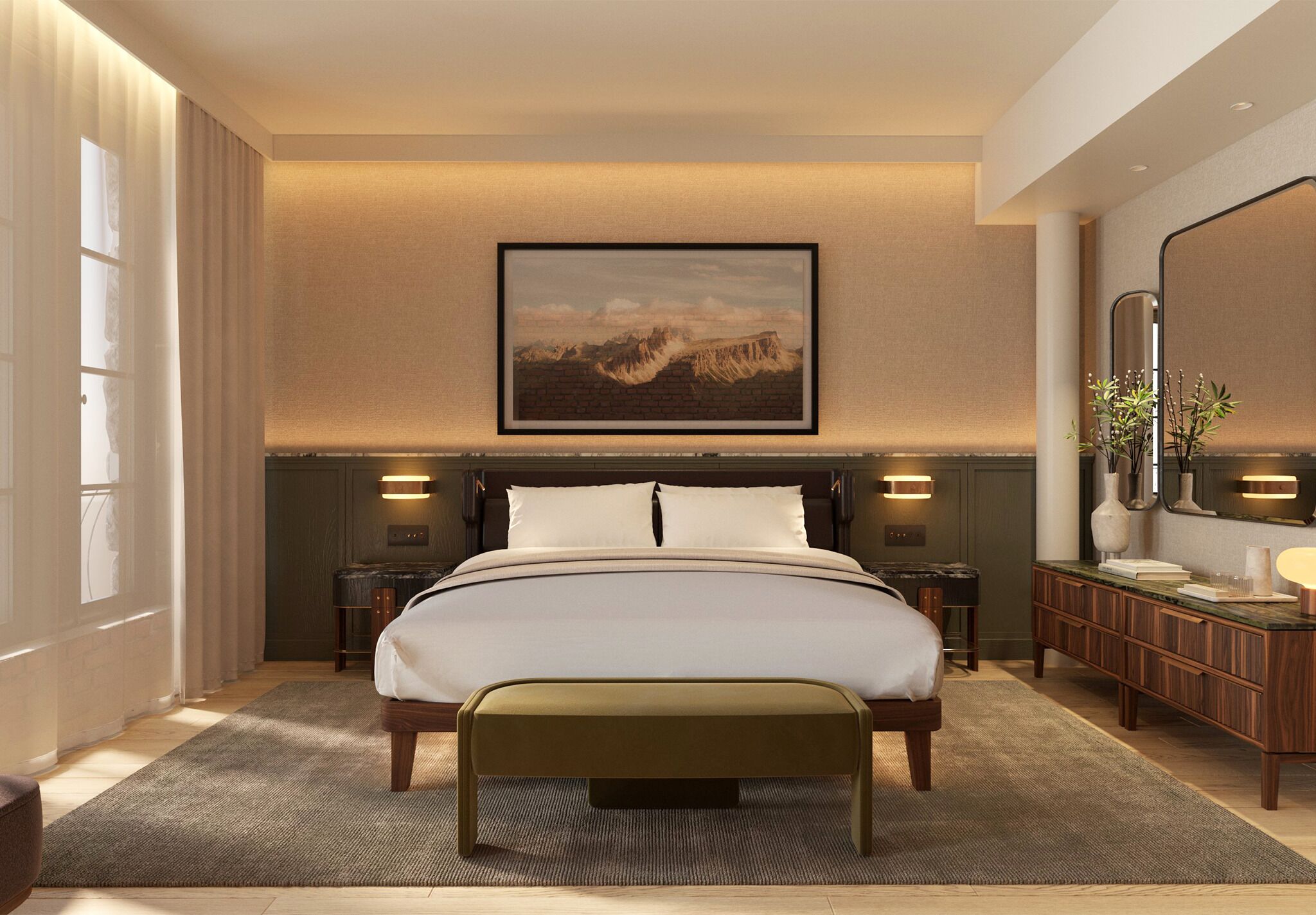 Frette Italian sheets, premium bedding, down duvets, pillow-top beds