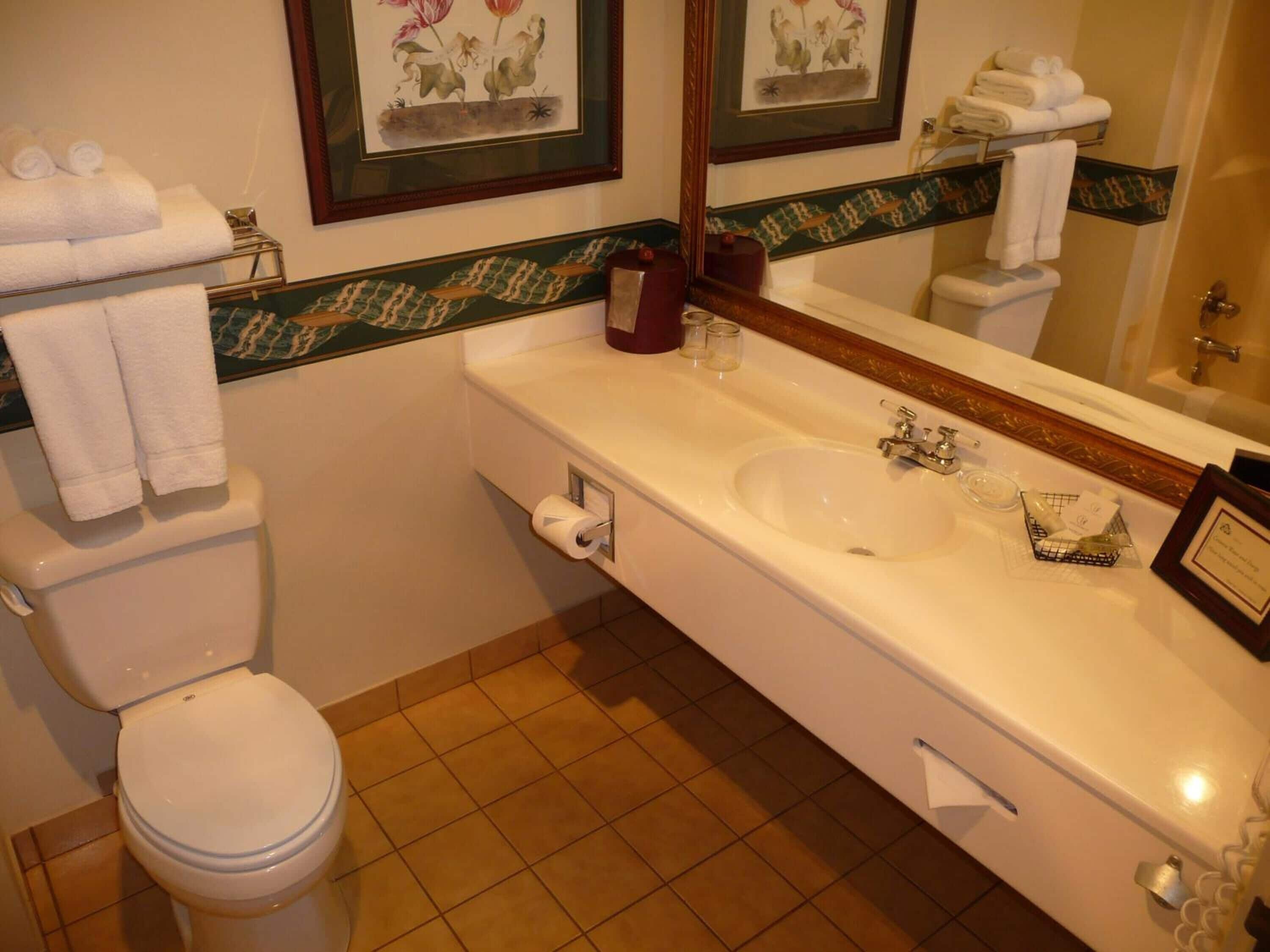 designer toiletries, hair dryer, bathrobes, towels