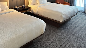 Hypo-allergenic bedding, desk, blackout curtains, iron/ironing board