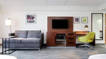 Studio, Deux grands lits, Accessible aux fauteuils roulants | Literie hypoallergénique, bureau, rideaux d’obscurcissement