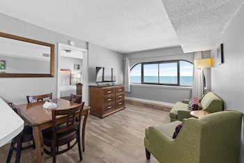 Suite | Living area | 27-inch TV with digital channels at Sea Mist Oceanfront Resort