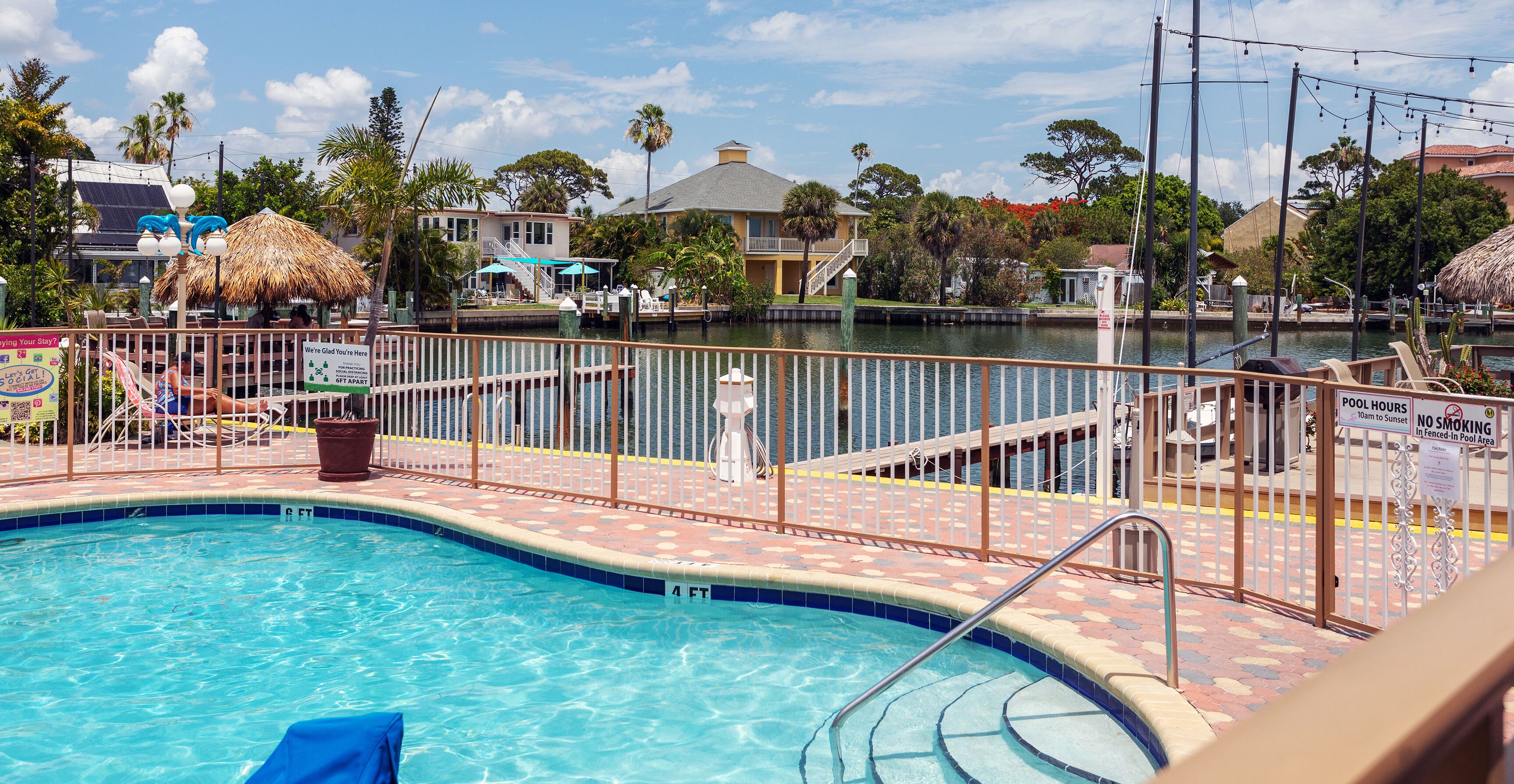 Outdoor pool, pool umbrellas
