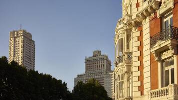 A building with ornate architectural details, including columns and decorative moldings.