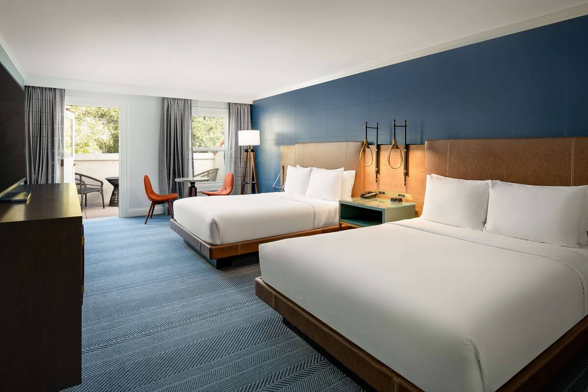 room, 2 queen beds | in-room safe, desk, blackout curtains, iron/ironing board