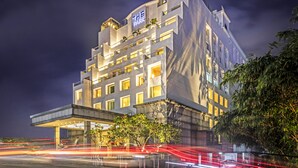 A modern hotel with a prominent sign reading "THE PARK." It features a multi-story structure with a flat roof and a covered entrance area. - The Park Chennai (Chennai)