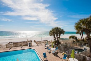 A pool area with a view of the beach and ocean. - Beachside Resort Panama City Beach (Panama City Beach)
