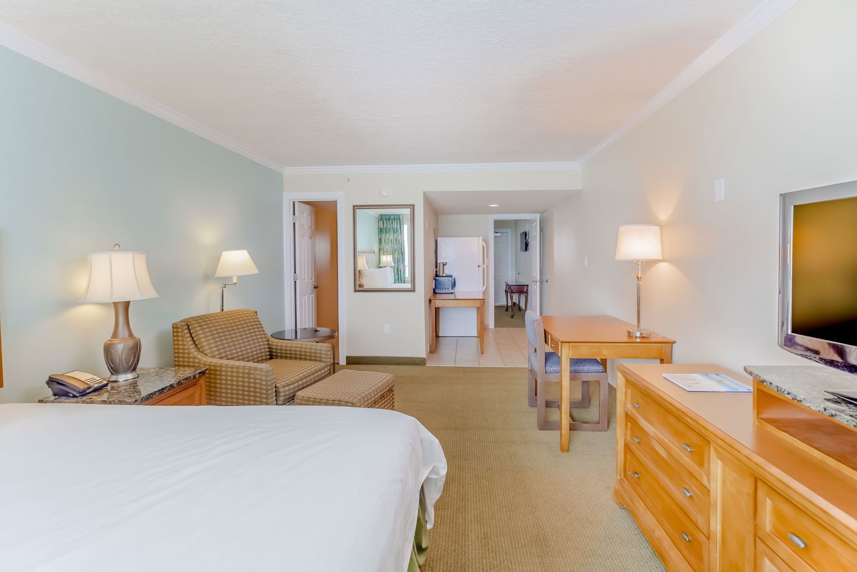 Premium bedding, blackout drapes, iron/ironing board, free WiFi