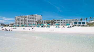 On the beach, white sand, snorkelling, surfing