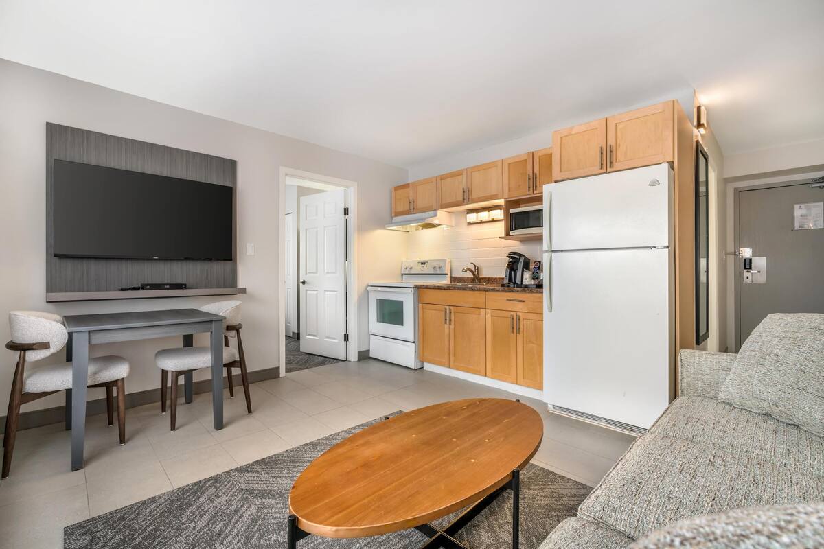 suite, 1 queen bed, non smoking, kitchen (with single sofabed, full kitchen) | 1 bedroom, premium bedding, down duvets, desk