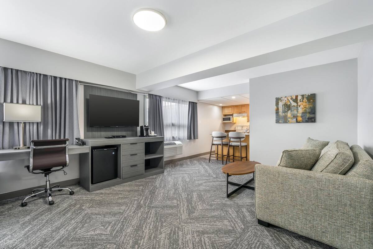 standard room, 1 king bed, non smoking, kitchen (singlesofabed;larger rm, full kitchen) | 1 bedroom, premium bedding, down duvets, desk