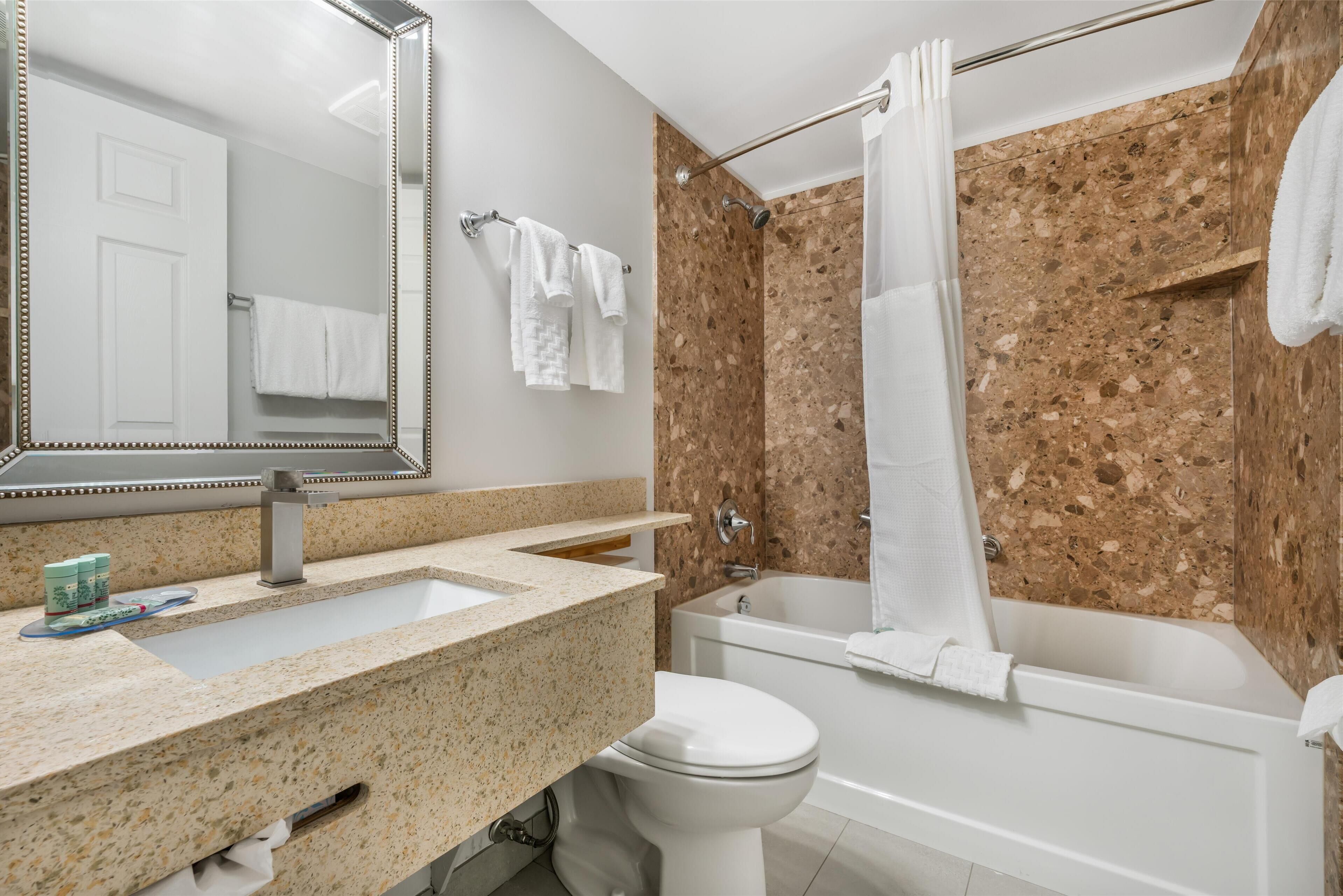 standard room, 1 king bed, non smoking (with single sofabed;larger room) | bathroom | combined shower/bathtub, free toiletries, hair dryer, towels