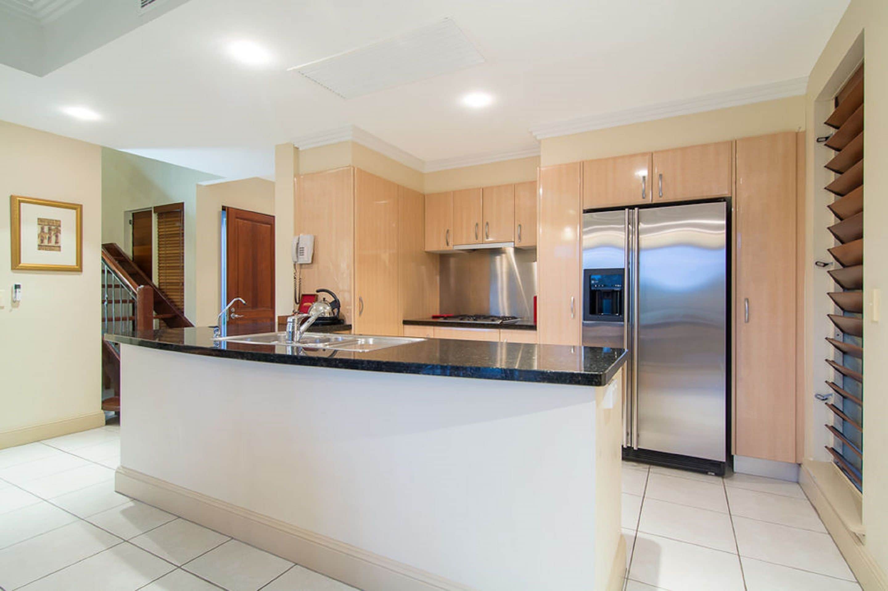 three bedroom villa | private kitchen | espresso maker, electric kettle, toaster, cleaning supplies
