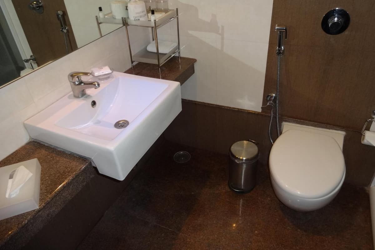 free toiletries, hair dryer, slippers, towels