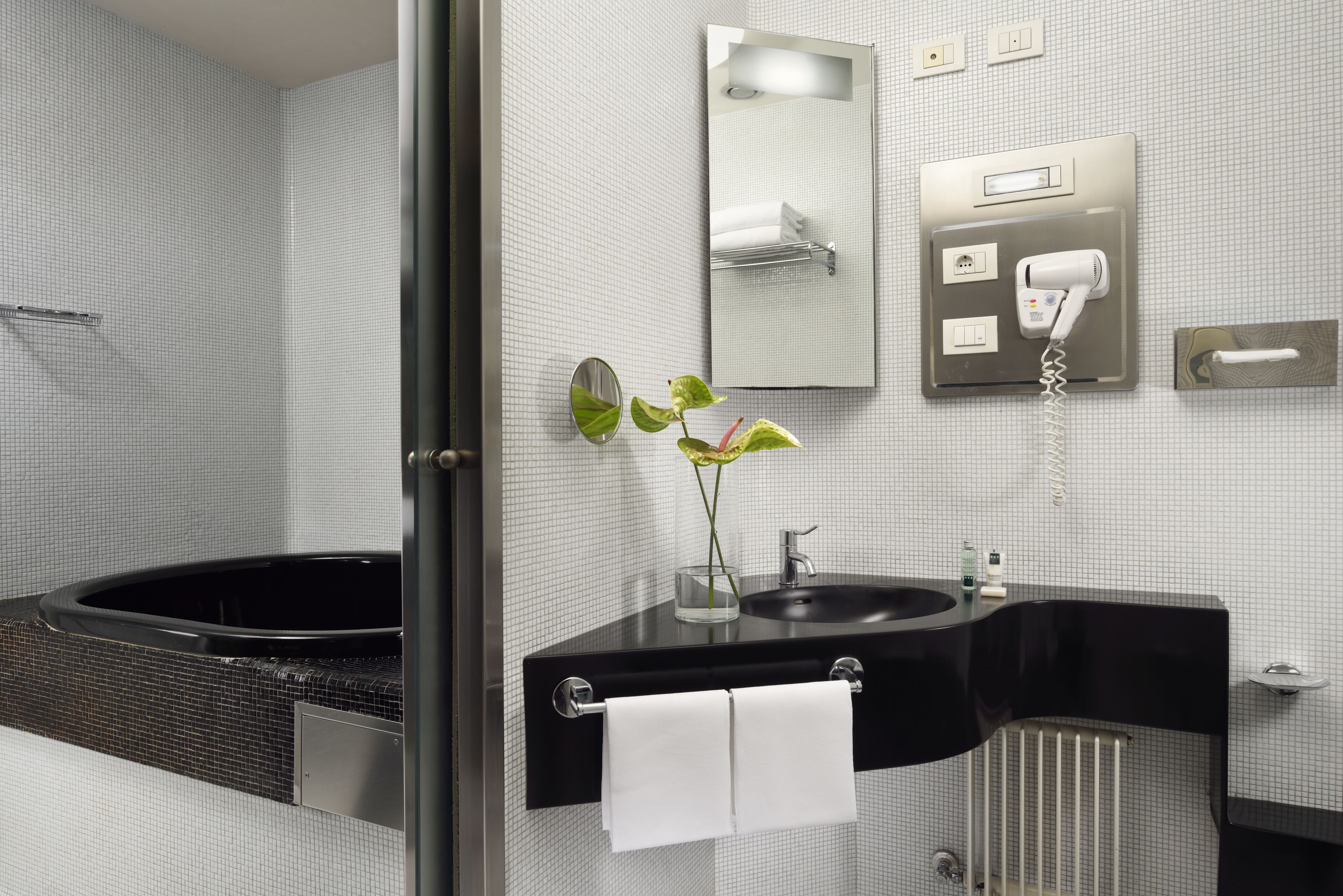 rainfall showerhead, free toiletries, hair dryer, bidet