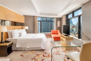 Chambre, 1 très grand lit, vue ville