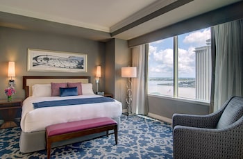 Premium bedding, down comforters, pillowtop beds, in-room safe at Loews New Orleans Hotel