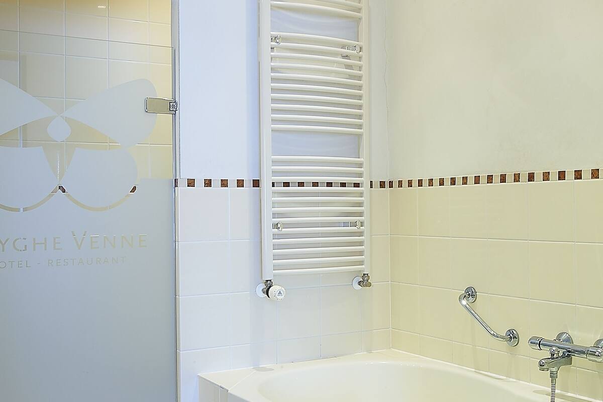 combined shower/bathtub, free toiletries, hair dryer