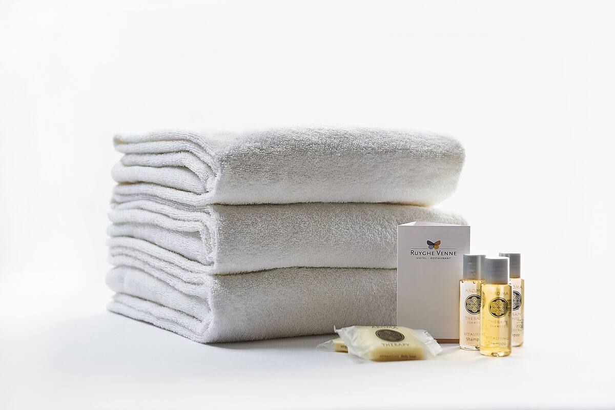 combined shower/bathtub, free toiletries, hair dryer