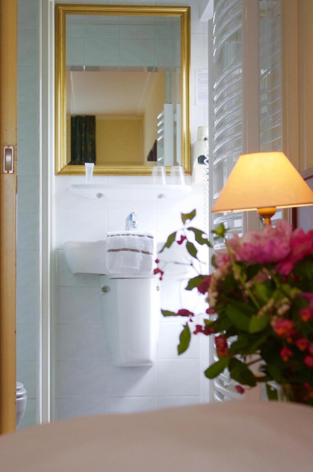 combined shower/bathtub, free toiletries, hair dryer