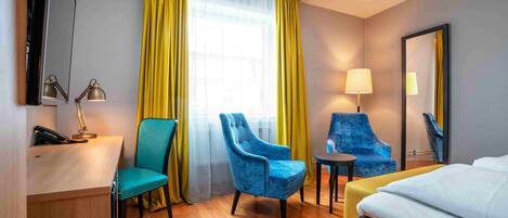 Pillow-top beds, minibar, in-room safe, desk
