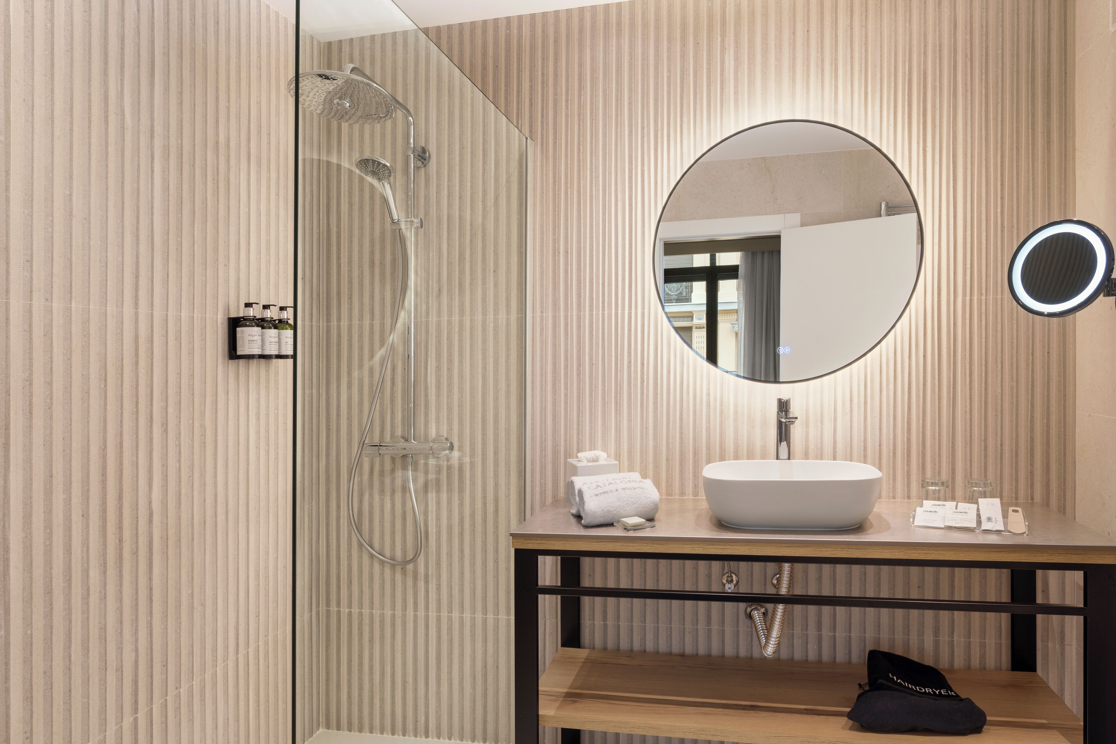 eco-friendly toiletries, hair dryer, bidet, towels