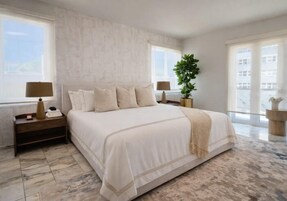 The Pearl King Suite. | Down comforters, individually decorated, individually furnished, desk