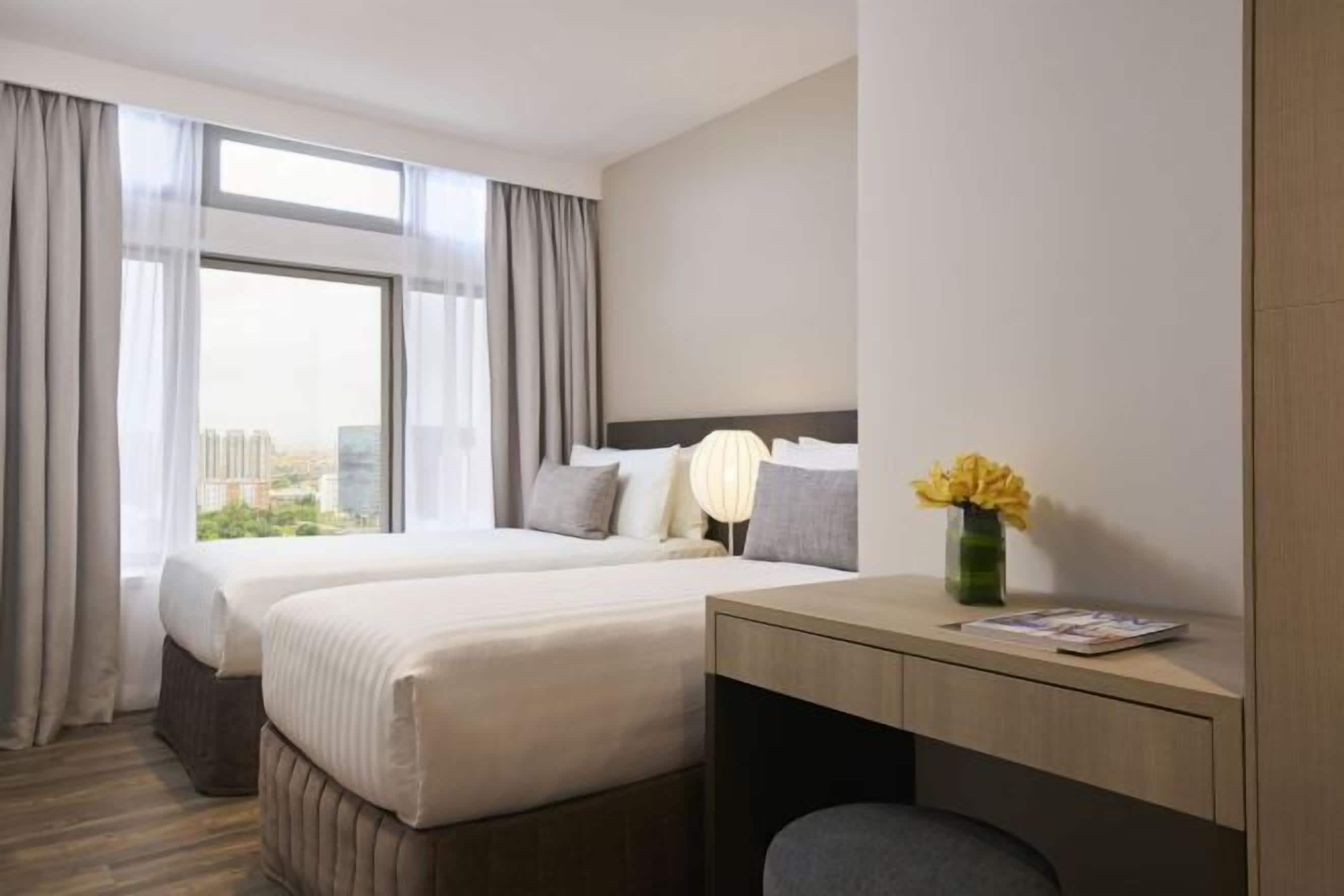 In-room safe, desk, laptop workspace, blackout drapes