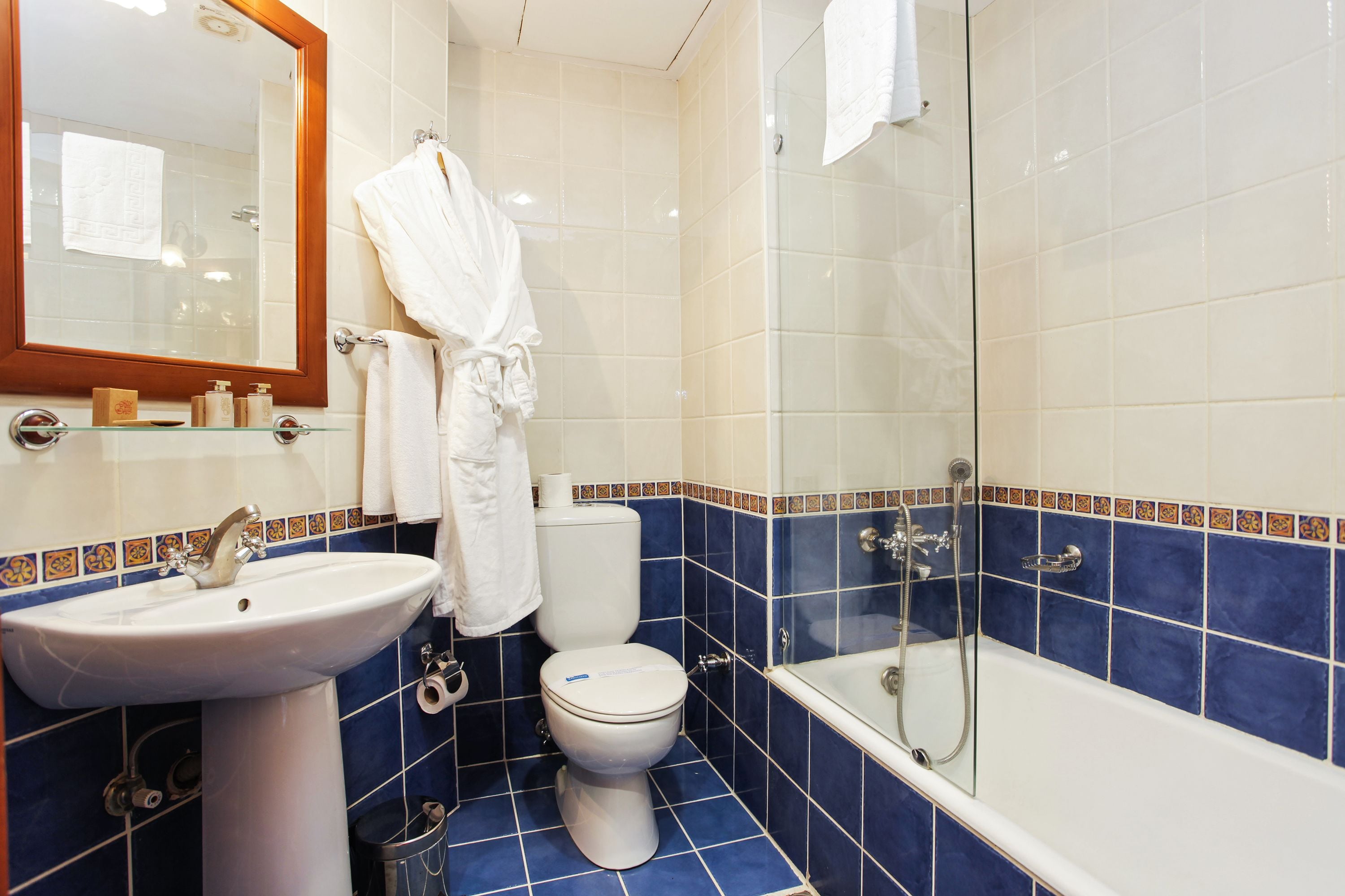 free toiletries, hair dryer, slippers, towels