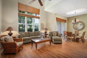 40-inch flat-screen TV with cable channels, TV