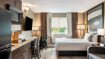 Room, 1 Queen Bed with Sofa bed, Non Smoking (Efficiency) | Pillowtop beds, desk, laptop workspace, blackout drapes
