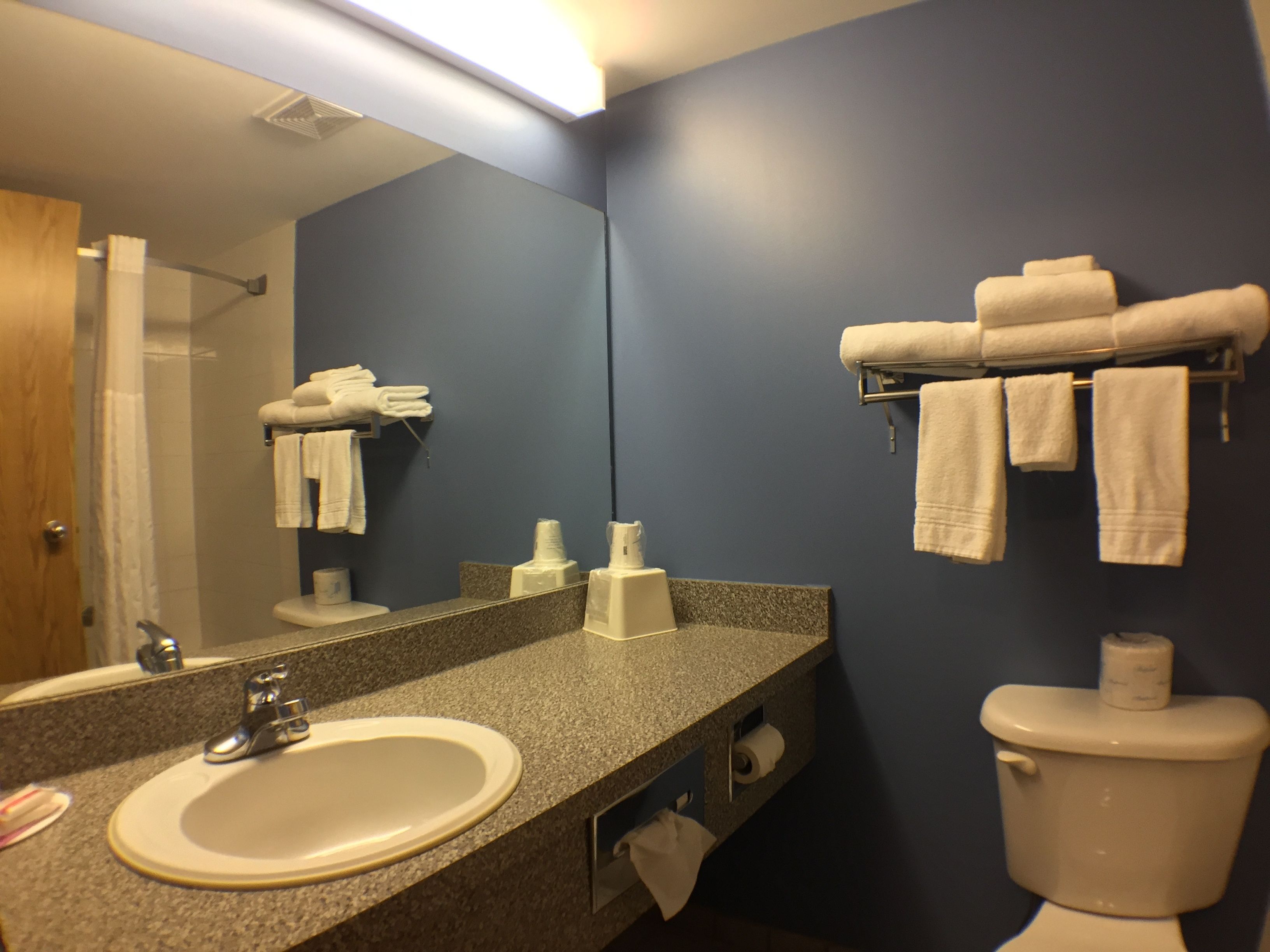 free toiletries, hair dryer, towels