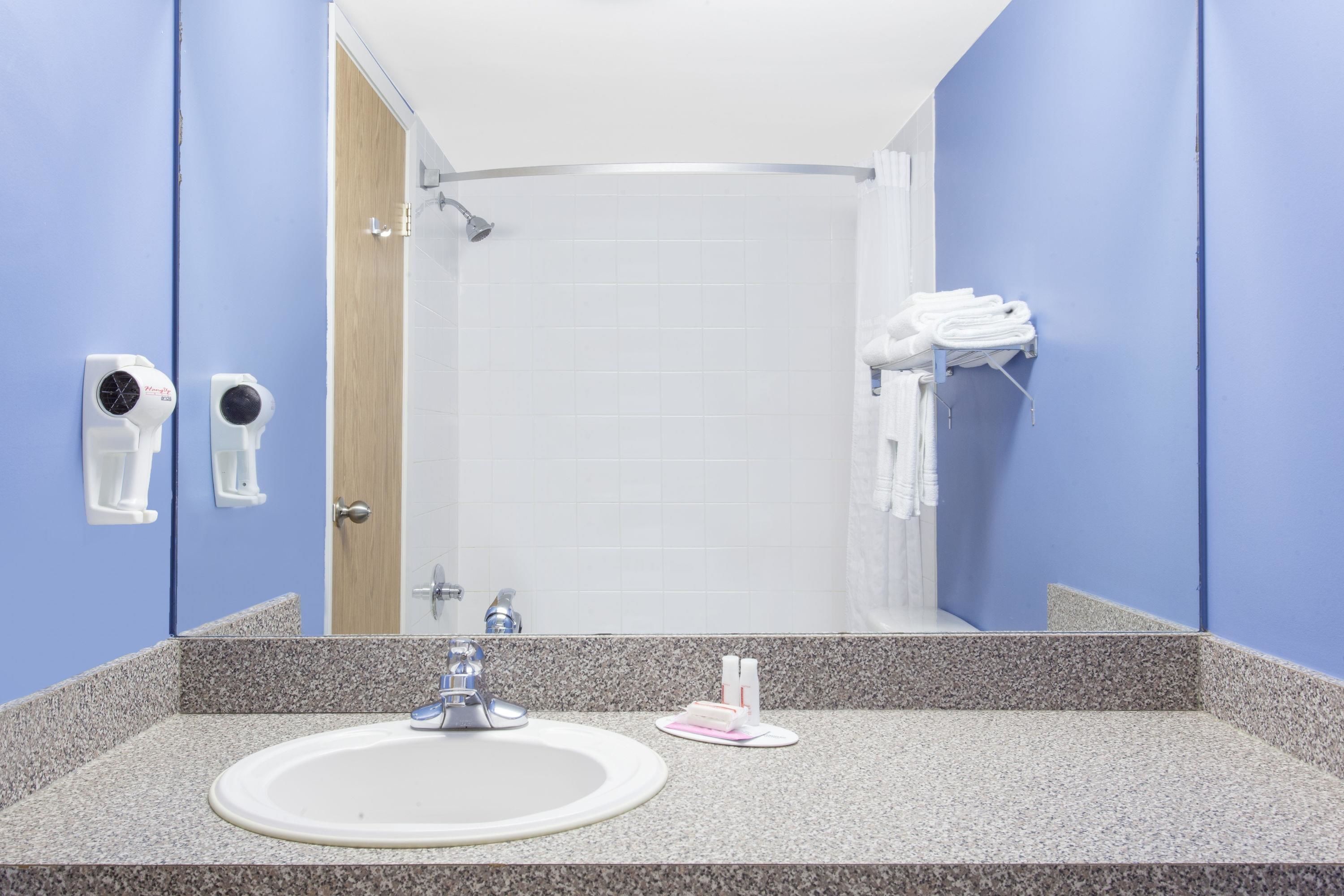 free toiletries, hair dryer, towels