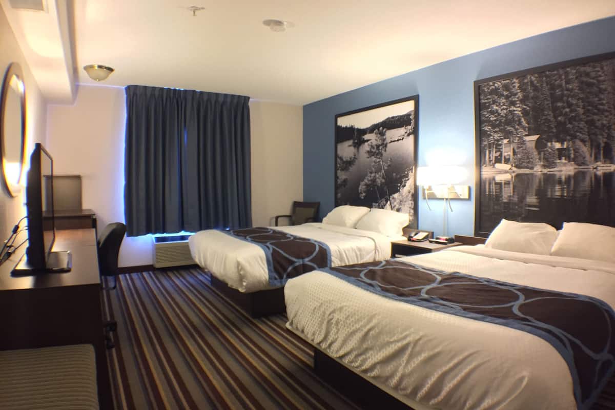 room, 2 queen beds, non smoking | desk, iron/ironing board, free cots/infant beds, free rollaway beds