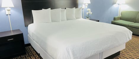 Premium bedding, down comforters, pillowtop beds, desk