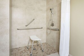 Room, 1 King Bed, Accessible, Non Smoking (Mobility) | Bathroom shower