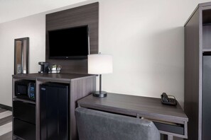 In-room safe, desk, laptop workspace, blackout curtains