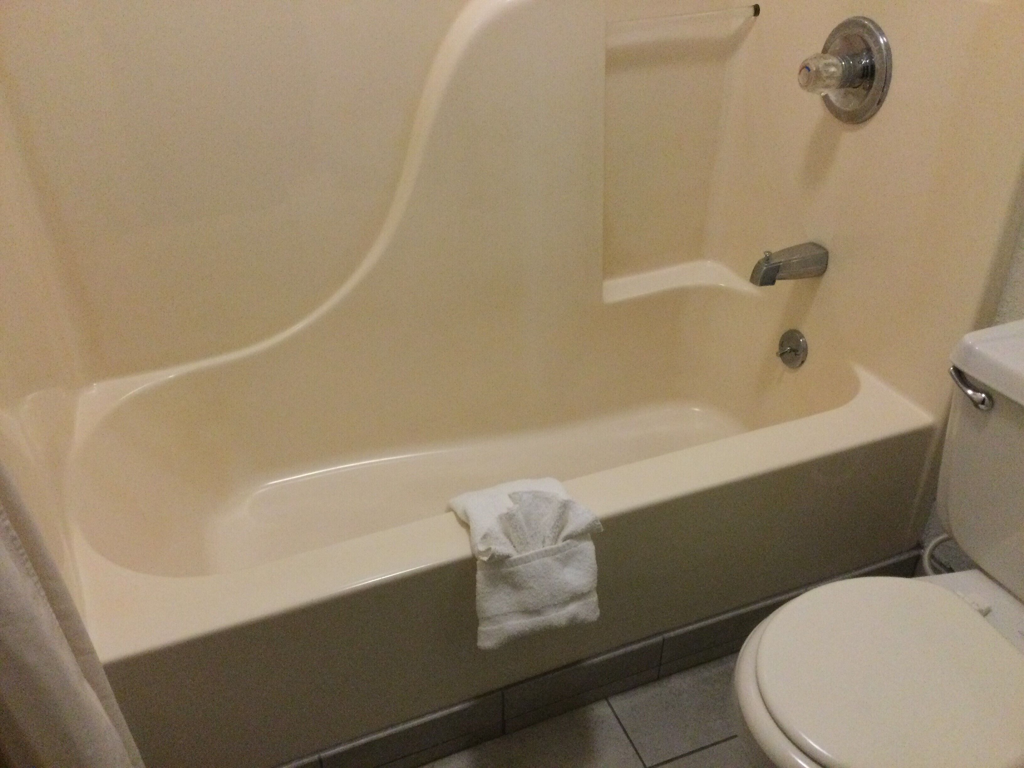 combined shower/bathtub, hair dryer, towels