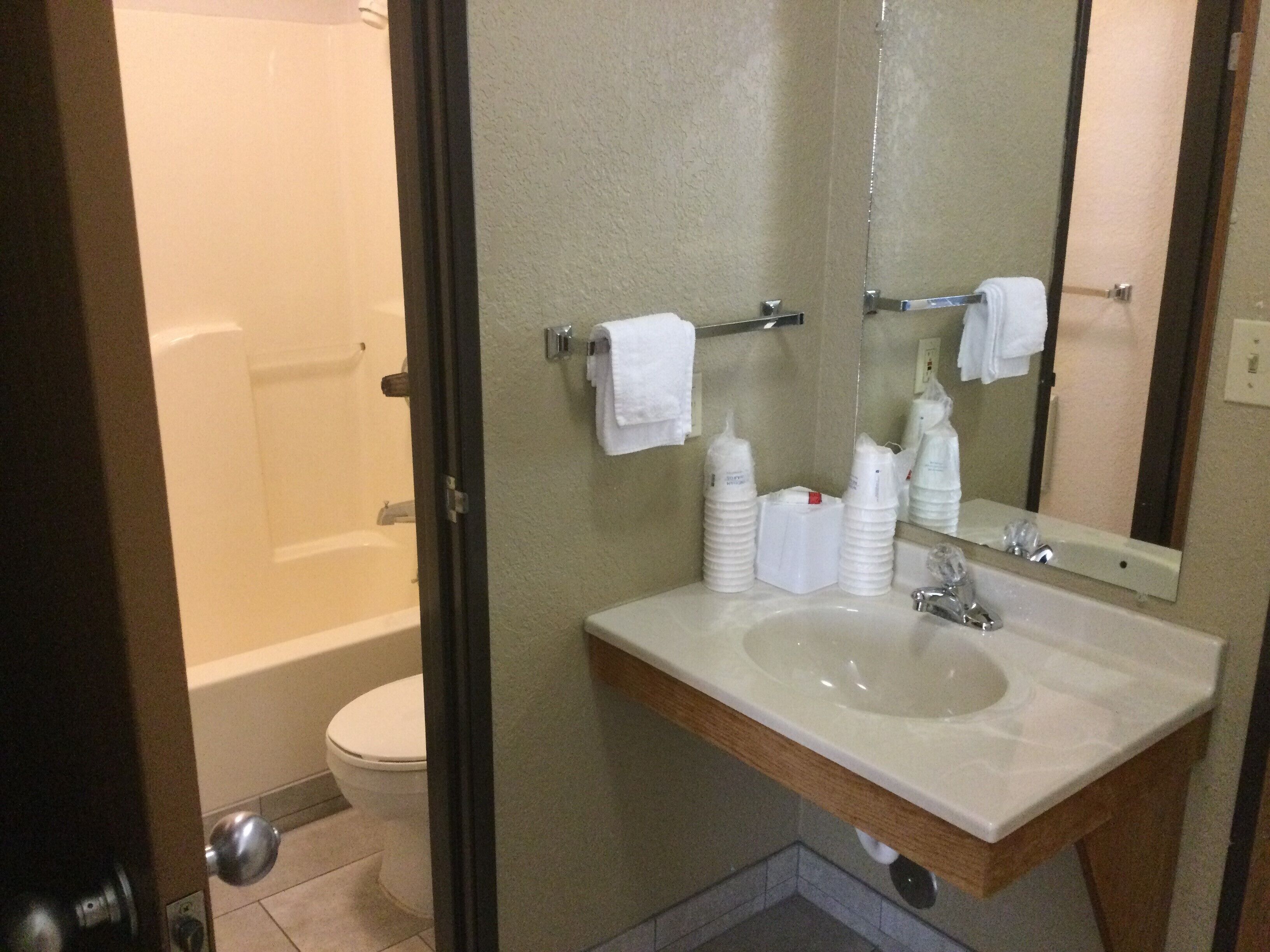 room, 2 queen beds | bathroom | combined shower/bathtub, hair dryer, towels