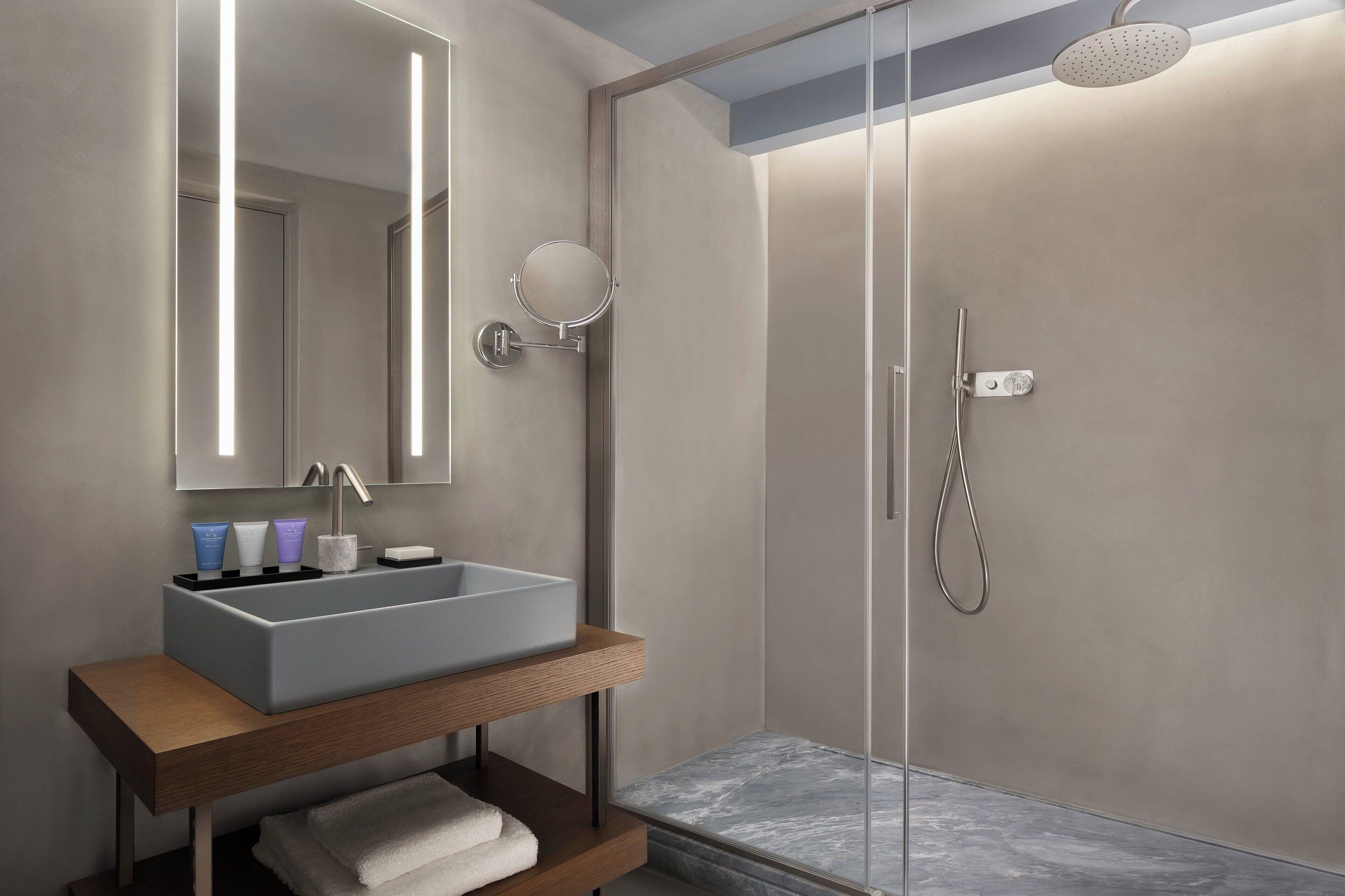 free toiletries, hair dryer, bathrobes, towels