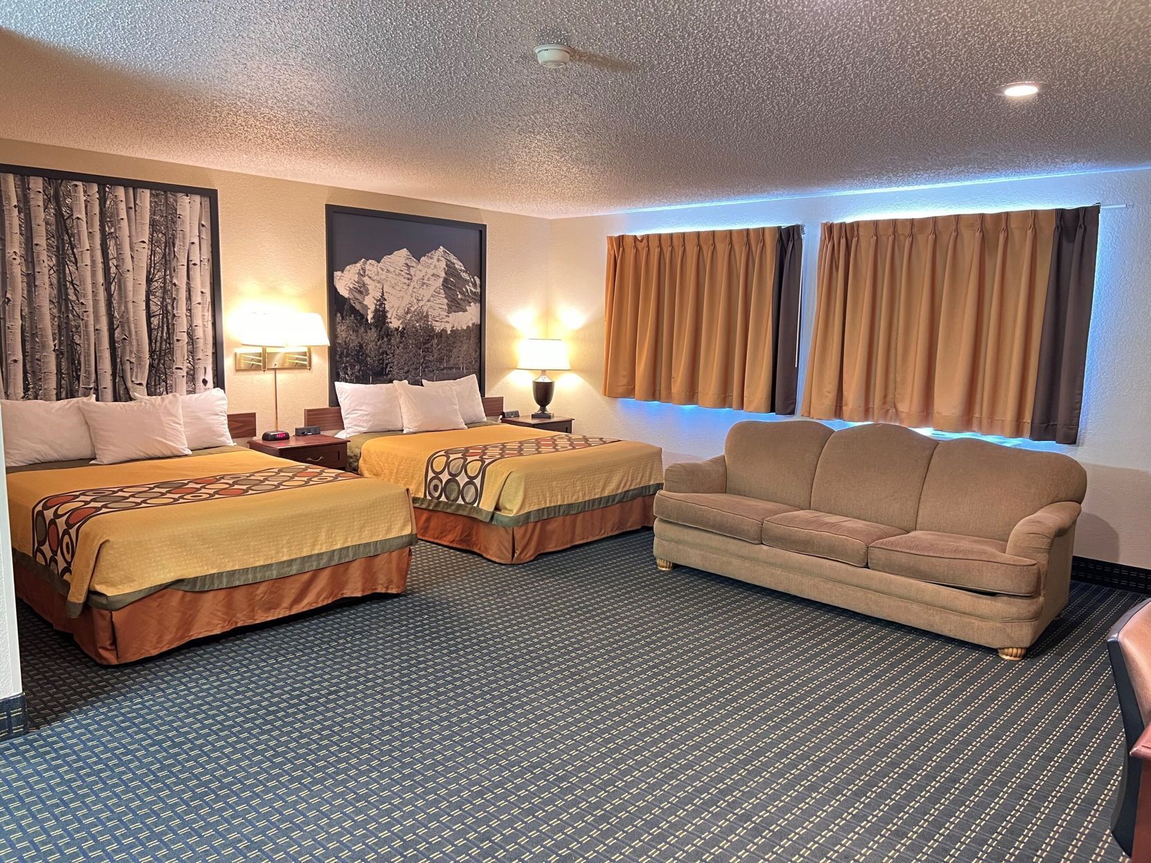 Hypo-allergenic bedding, in-room safe, desk, blackout curtains