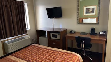 Desk, blackout curtains, soundproofing, iron/ironing board