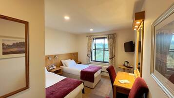 Twin Room | Desk, laptop workspace, blackout curtains, iron/ironing board