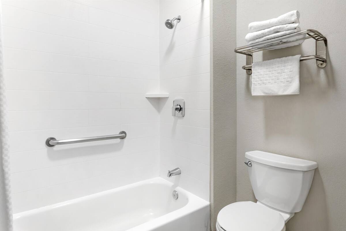 standard room, 1 king bed, non smoking, microwave (larger room;with sofabed) | bathroom | free toiletries, hair dryer, towels, soap