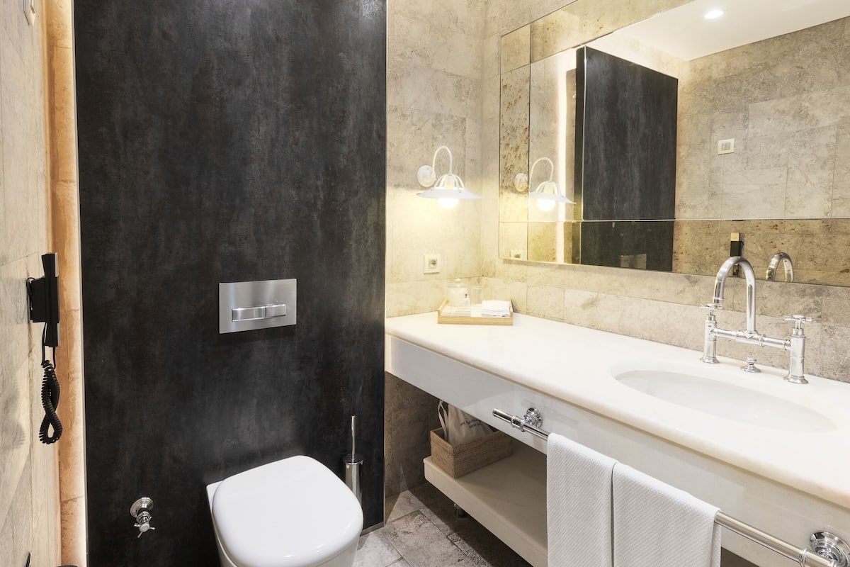 deluxe pool access double room | bathroom | shower, designer toiletries, hair dryer, bathrobes