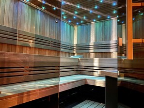 Sauna, steam room, deep-tissue massages, sports massages, massages