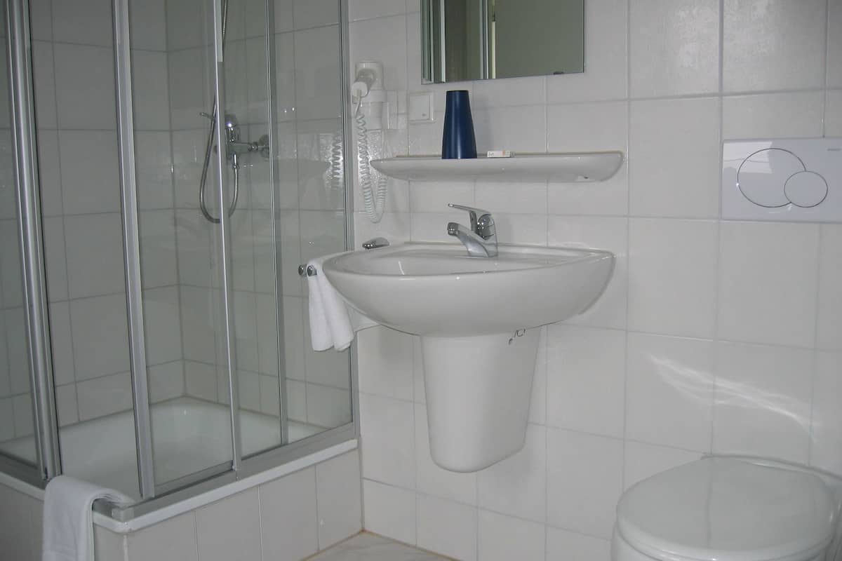 shower, free toiletries, hair dryer, slippers