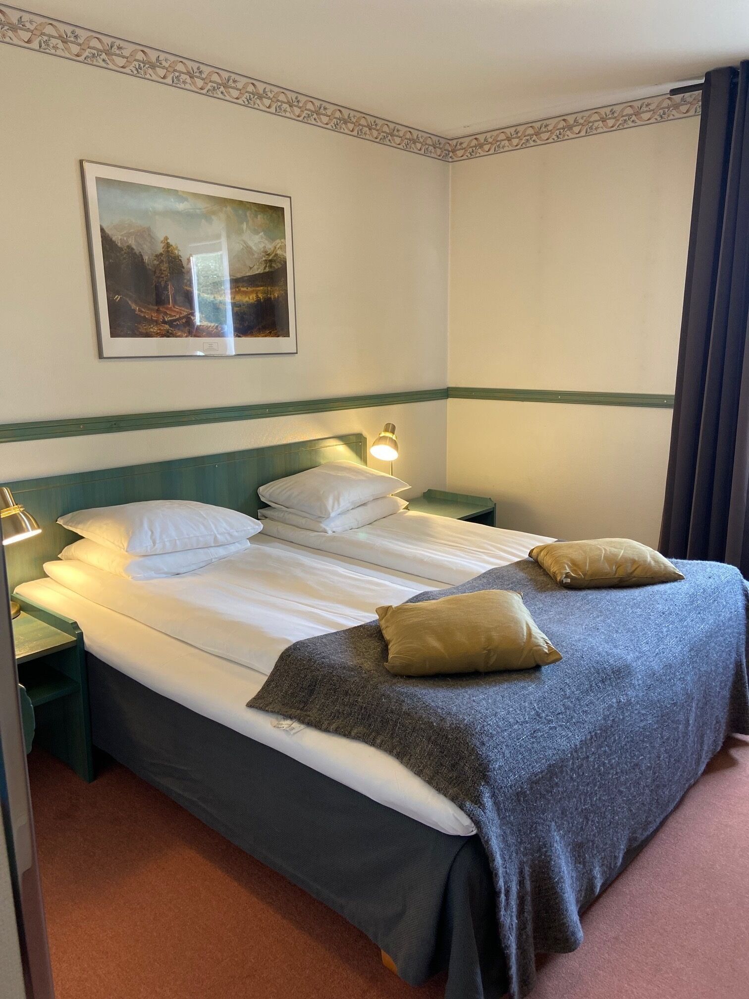 Desk, blackout curtains, iron/ironing board, free WiFi
